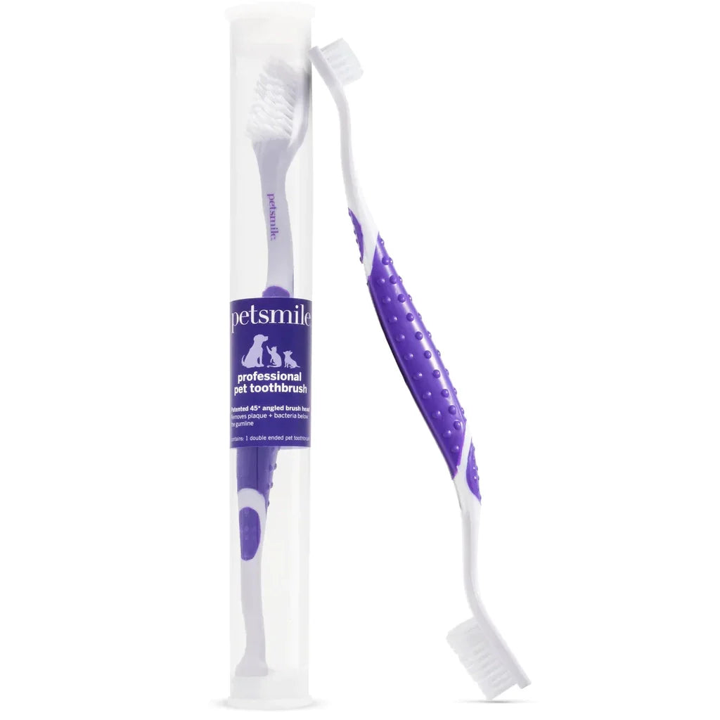Brosse à dents professionnelle pour animaux Petsmile - Tête de brosse brevetée à double extrémité à 45 degrés