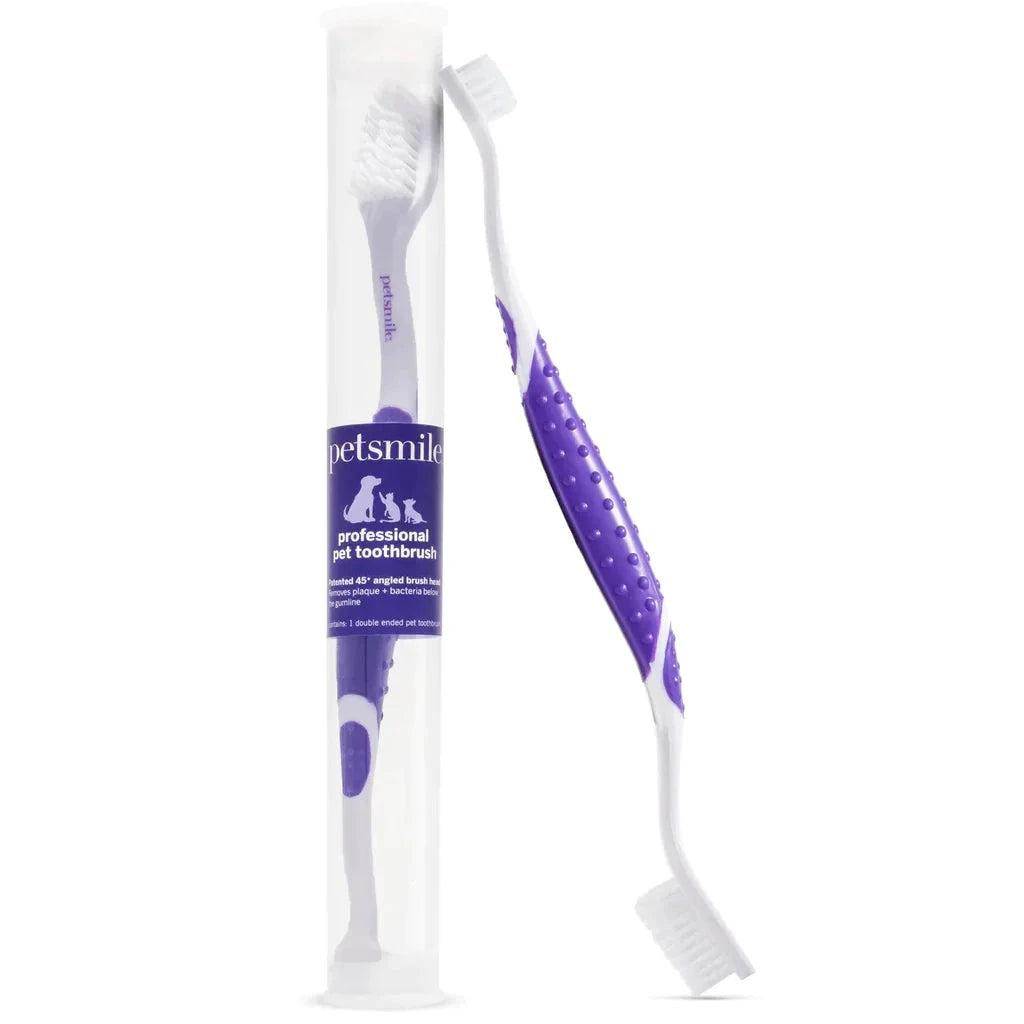 Petsmile Professional Pet Toothbrush - Patented 45 degree Dual-Ended Brush Head by Petsmile