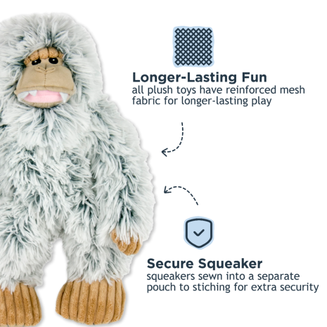 TALL TAILS® Plush Yeti with Squeaker Dog Toys, 14'' by Tall Tails