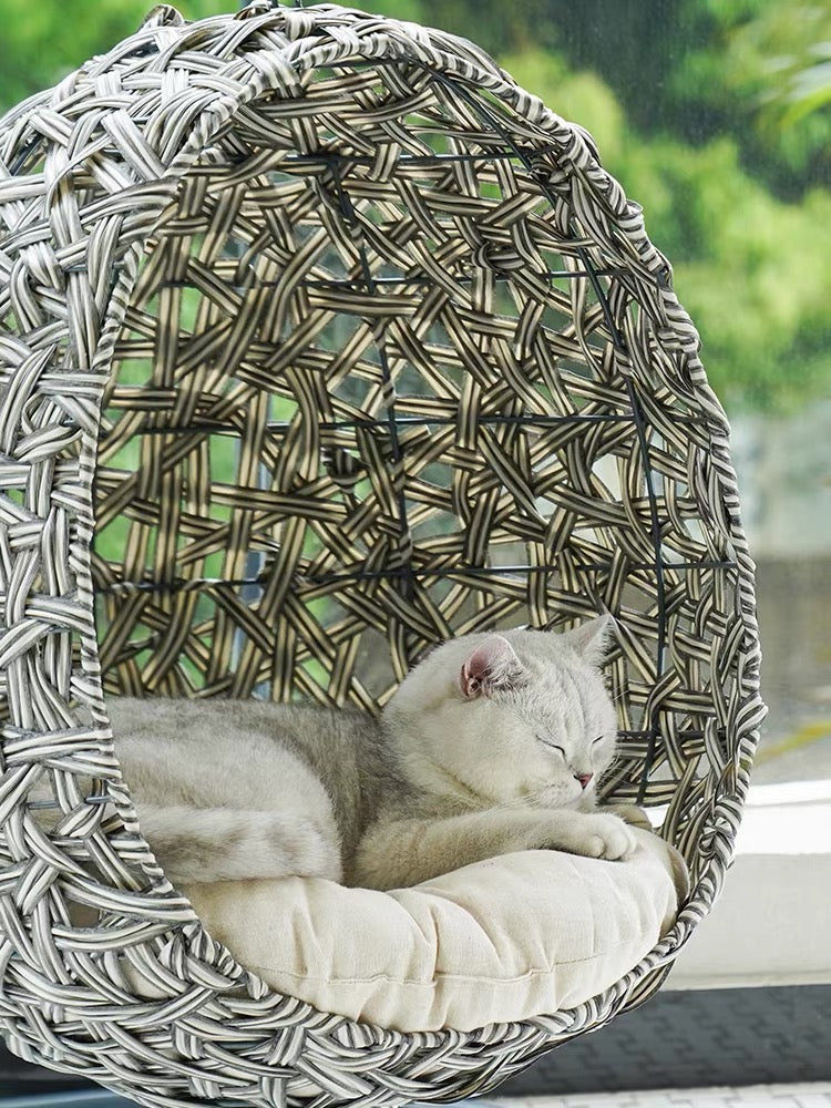 Zeze  - Gray - Woven Hammock cat bed