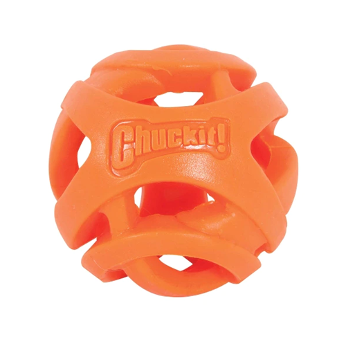 Chuckit! Air Fetch Ball dog toy, orange medium size with interwoven ring design