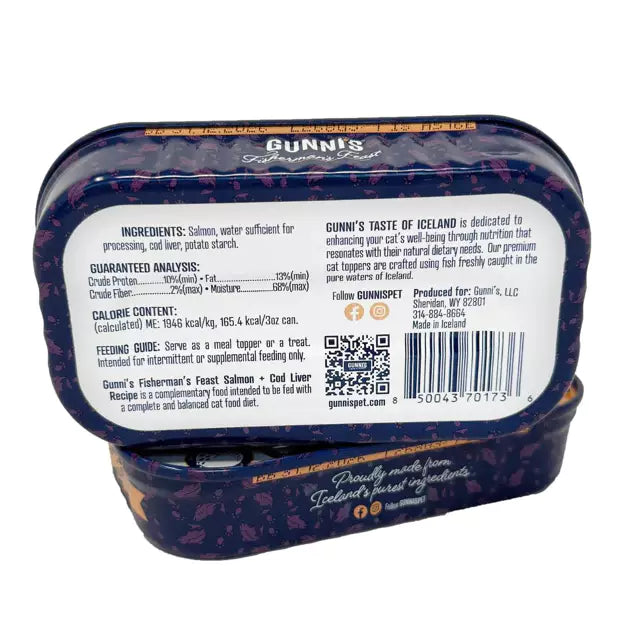 Gunni's Taste of Iceland Salmon & Cod Liver Recipe Cat Can 85g