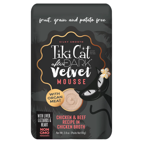 Tiki Cat® After Dark - Velvet Mousse Chicken & Beef Recipe in Chicken Broth Wet Cat Food 2.8oz