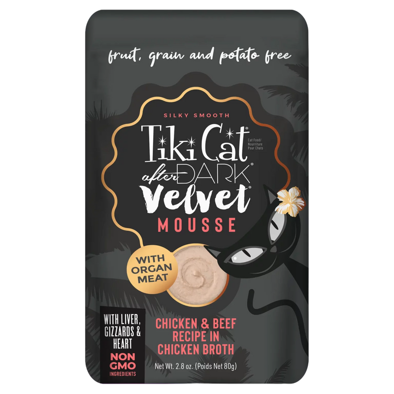 Tiki Cat® After Dark - Velvet Mousse Chicken & Beef Recipe in Chicken Broth Wet Cat Food 2.8oz