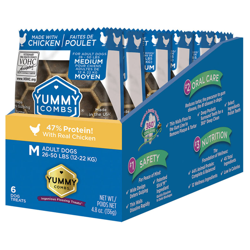 Yummy Combs - With Real Chicken Flossing Dog Treats (Individual Packaging)