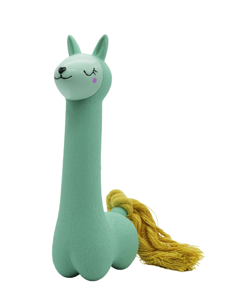 Bud'Z Latex Dog Toy With Squeaker - Turquoise Lama With Yellow Tail Dog 7in 1pc