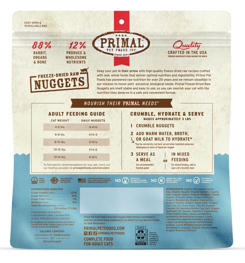 Primal - Freeze Dried Rabbit Nuggets Cat