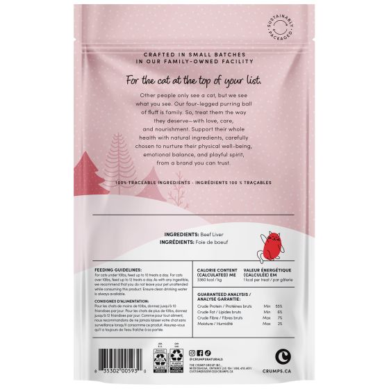 Crumps' Naturals Holiday Festive Freeze Dried Beef Cat Treats 30g