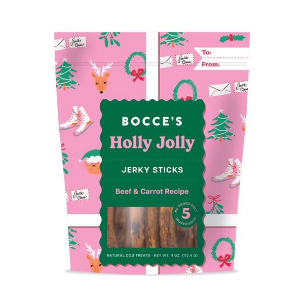 Bocces Bakery - Holly Jolly Jerky Snacks - Beef & Carrot recipe 4oz