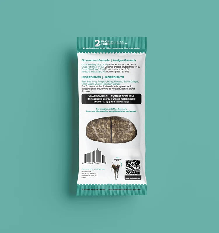 Fraps Backcountry Beef Breakable Dog Treat Bar packaging with windowed beef chunks