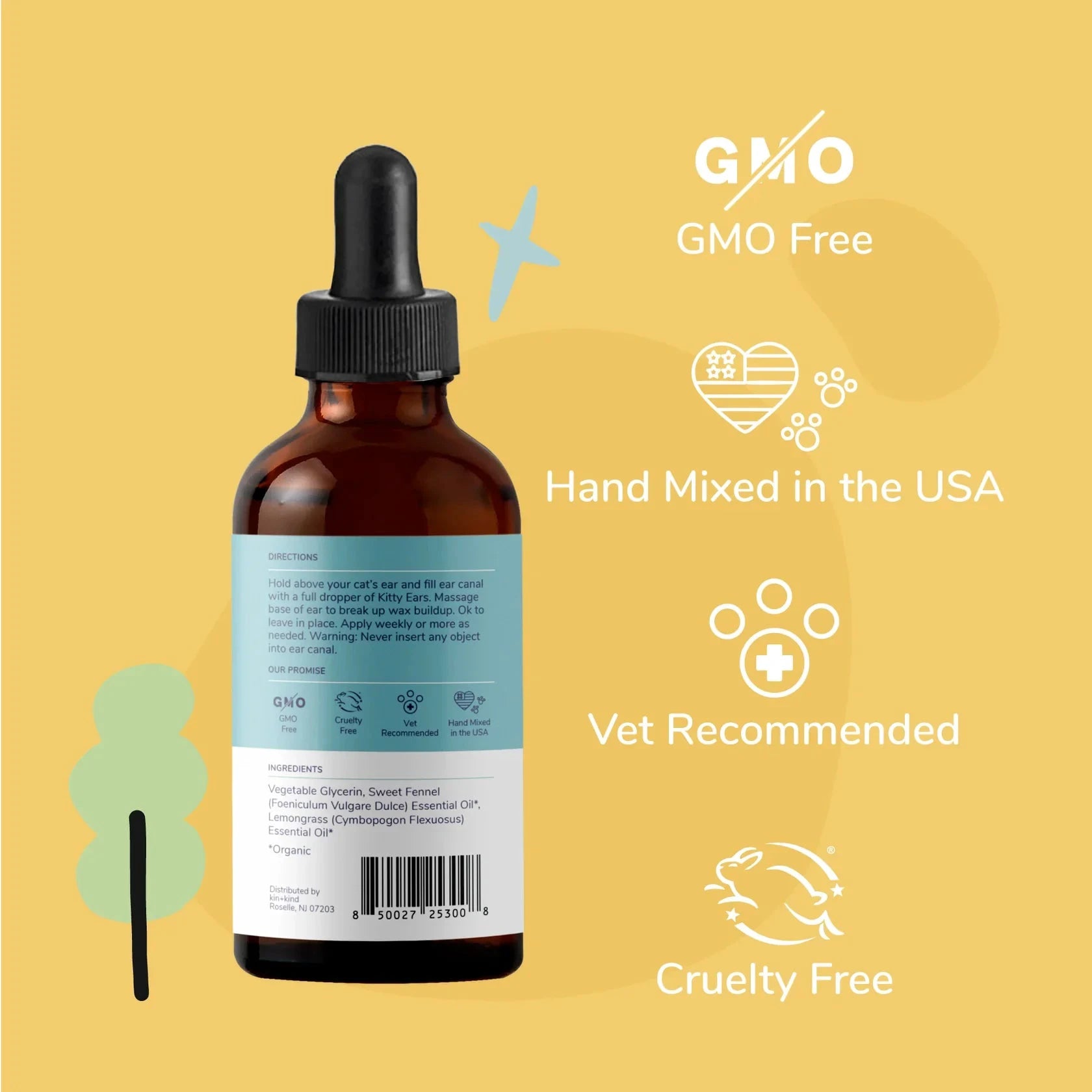 Kin&Kind - Natural Kitty Ear Cleaner 4oz by Kin+Kind