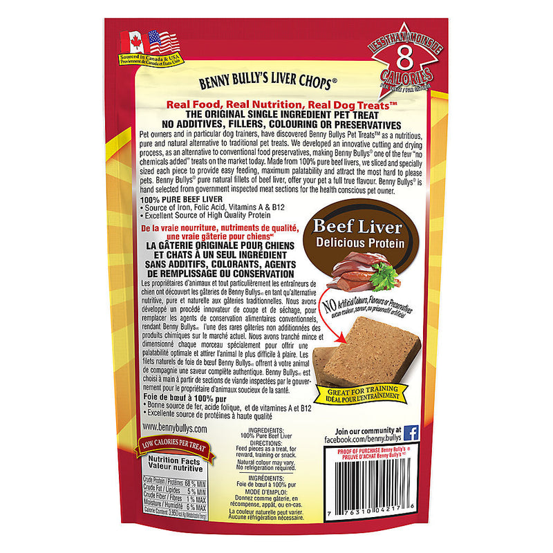 Benny Bully's Liver Chops Dog Treat - Natural, Beef Liver 80g
