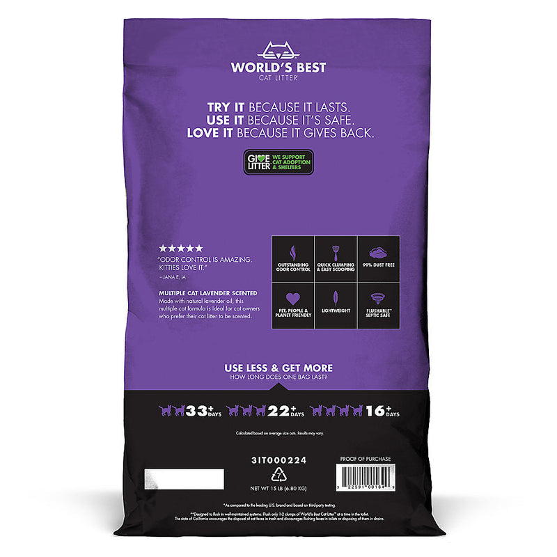 World's Best Cat - Litter Lavender Scented Multi-Cat Litter 14LB