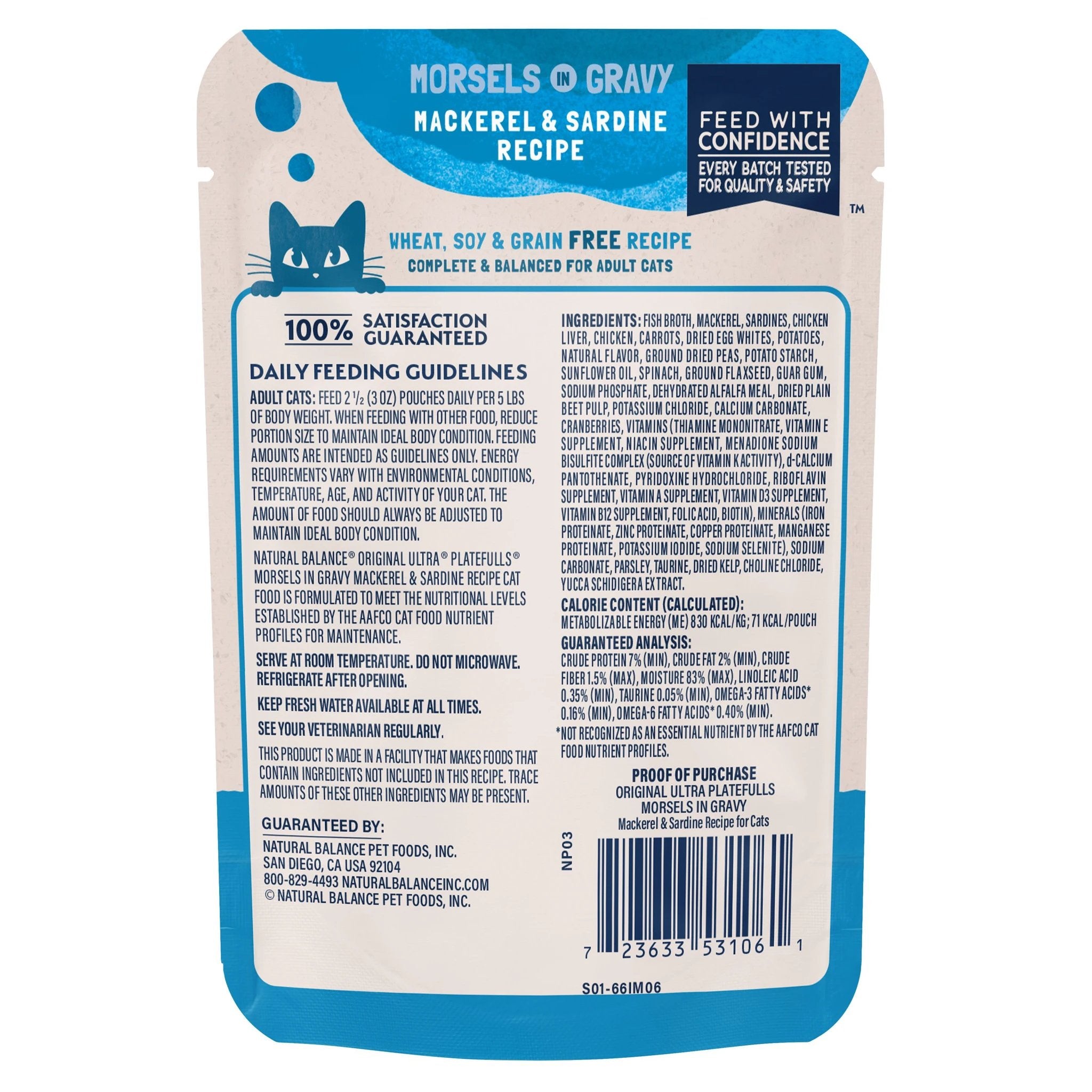 Natural Balance Platefulls Mackerel & Sardine Recipe Morsels in Gravy for Cat by Natural Balance