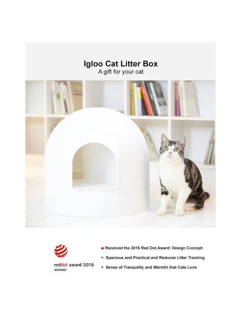 pidan - "Igloo" Cat Litter Box incl. litter scoop, White