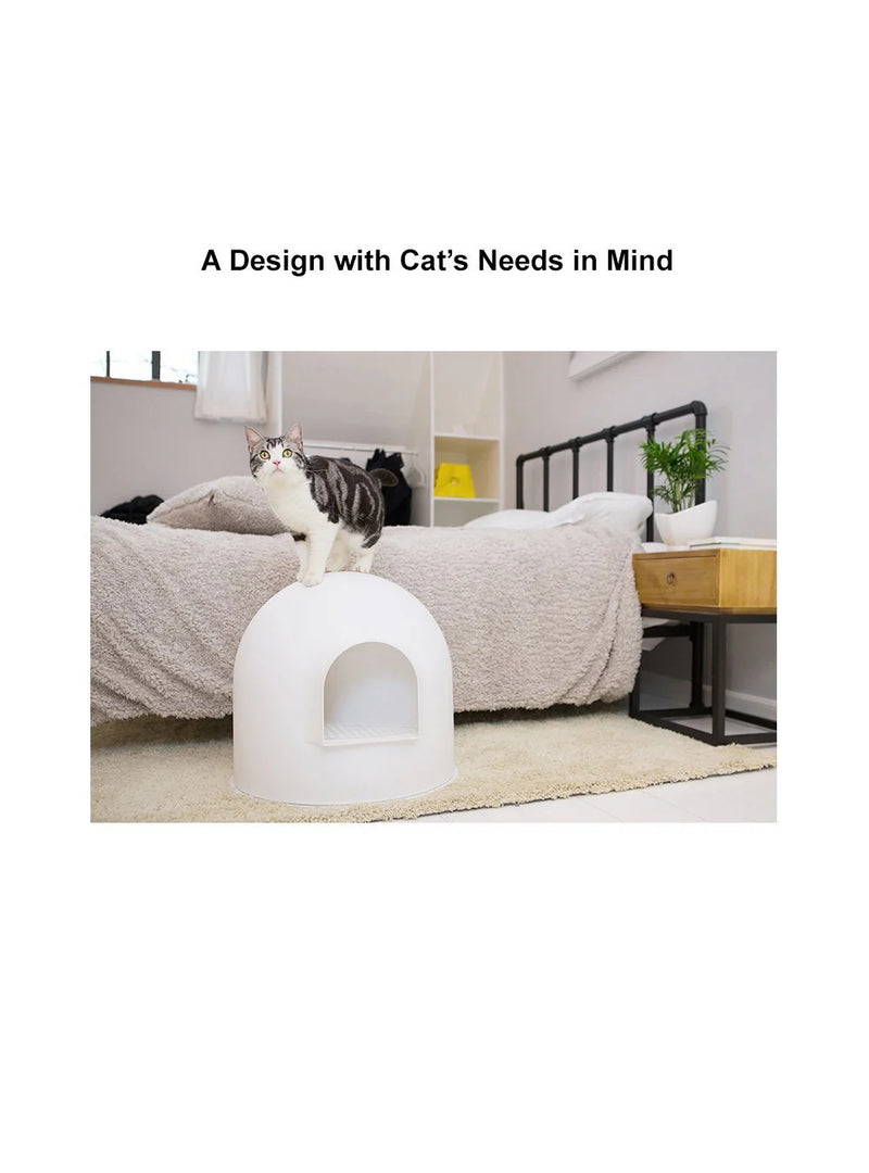 pidan - "Igloo" Cat Litter Box incl. litter scoop, White