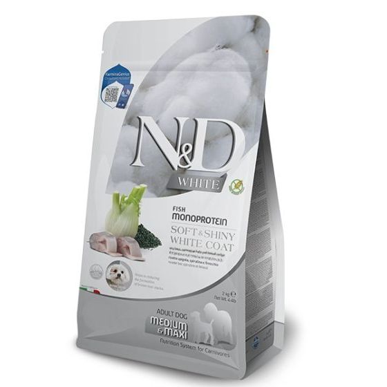 Farmina N&D White Coat Sea Bass, Fennel & Kelp Med/Max Dog Food 2kg