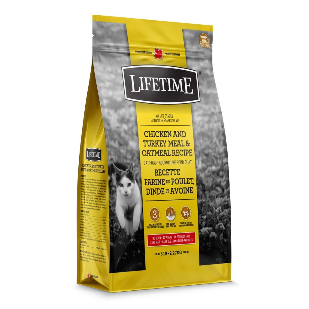 Nourriture pour chat Lifetime, toutes étapes de la vie, poulet, dinde et flocons d'avoine, 2,27 kg