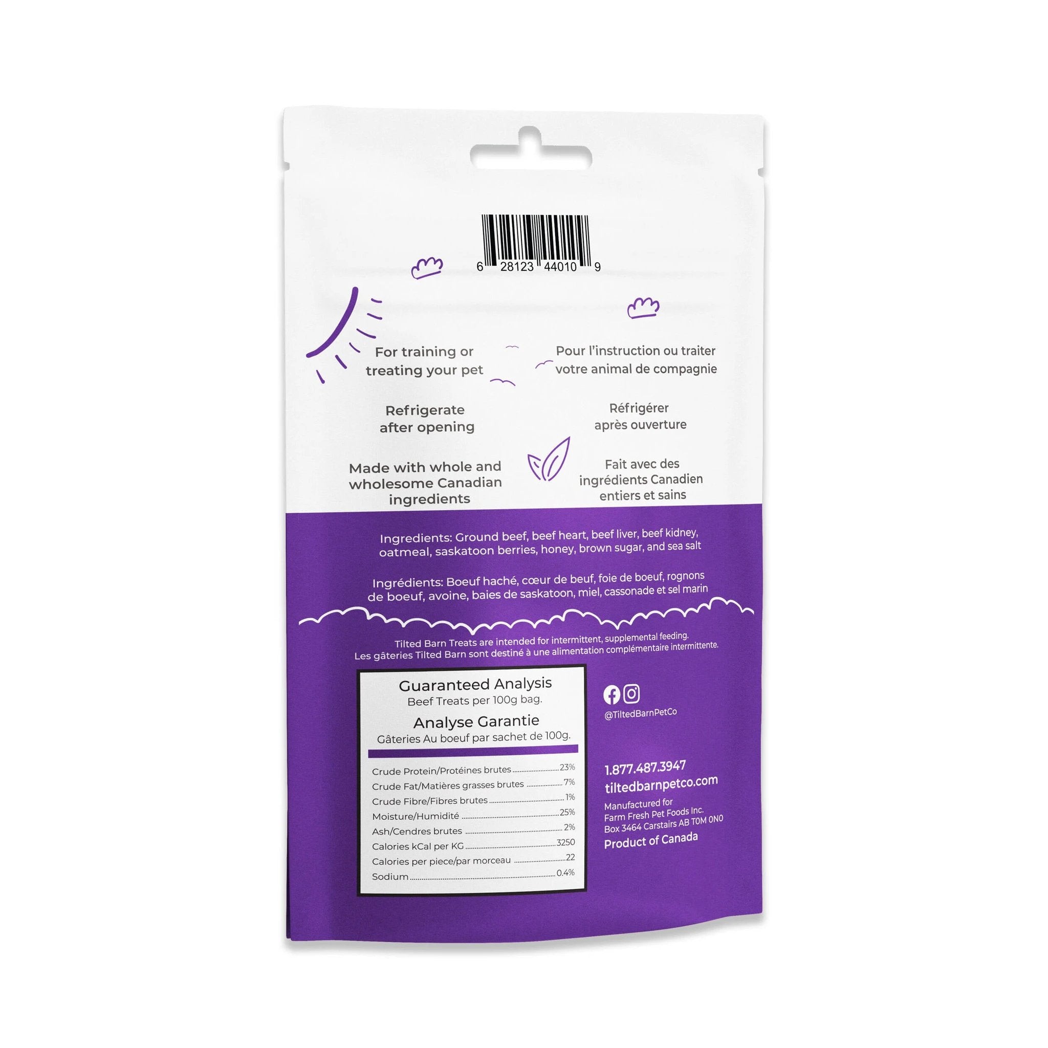 Tilted Barn Canadian Beef & Saskatoon Berry Mini Wags Dog Treat 100g by Tilted Barn