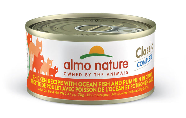 Almo Nature-Classic Complete Chicken Recipe With Ocean Fish And Pumpkin In Gravy Cat Can