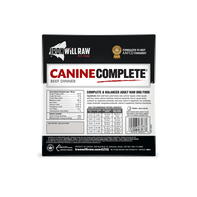 Iron Will - Raw Canine Complete Beef Dinner for Dogs 6lb