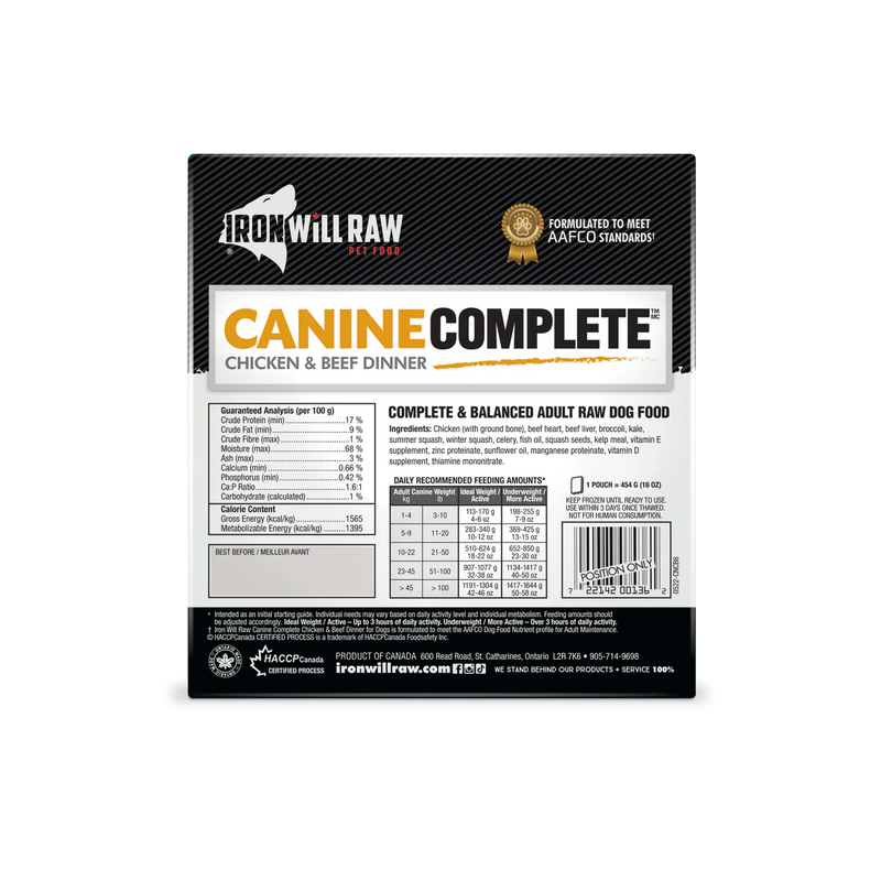 Iron Will - Raw Canine Complete Chicken & Beef Dinner for Dogs 6lb