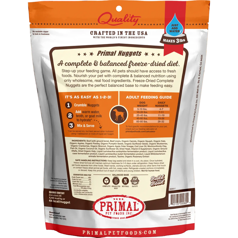 Primal Canine Freeze-Dried Nuggets - Beef Formula Dog Food