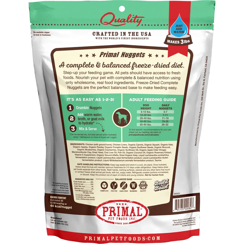 Primal Canine Freeze-Dried Nuggets - Chicken Formula Dog Food