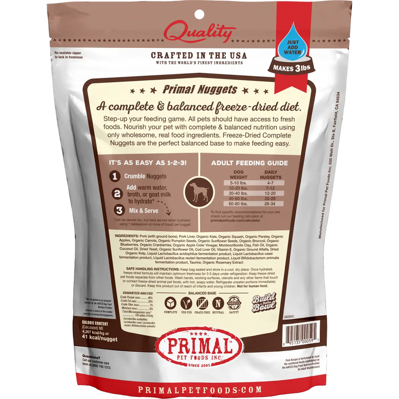 Primal Canine Freeze-Dried Nuggets - Pork Formula Dog Food