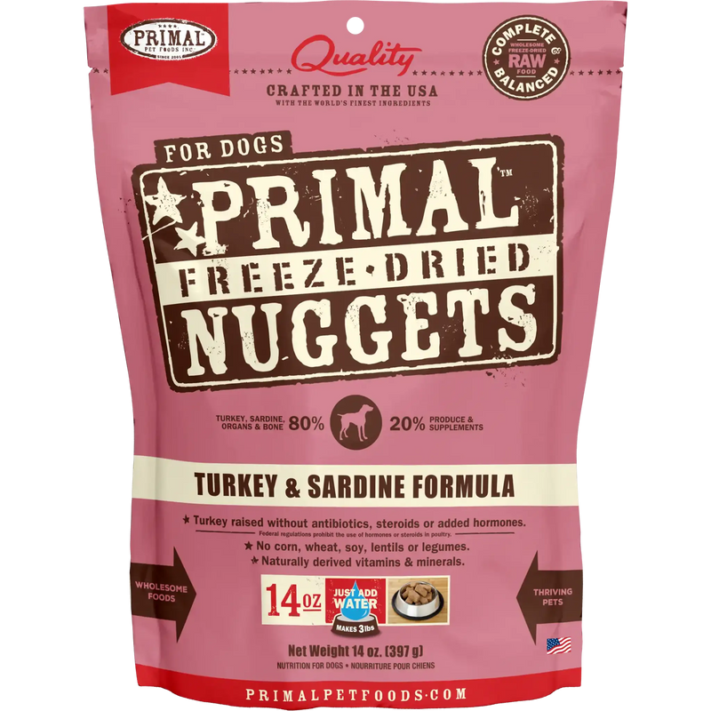 Primal Canine Freeze-Dried Nuggets - Turkey & Sardine Formula Dog Food