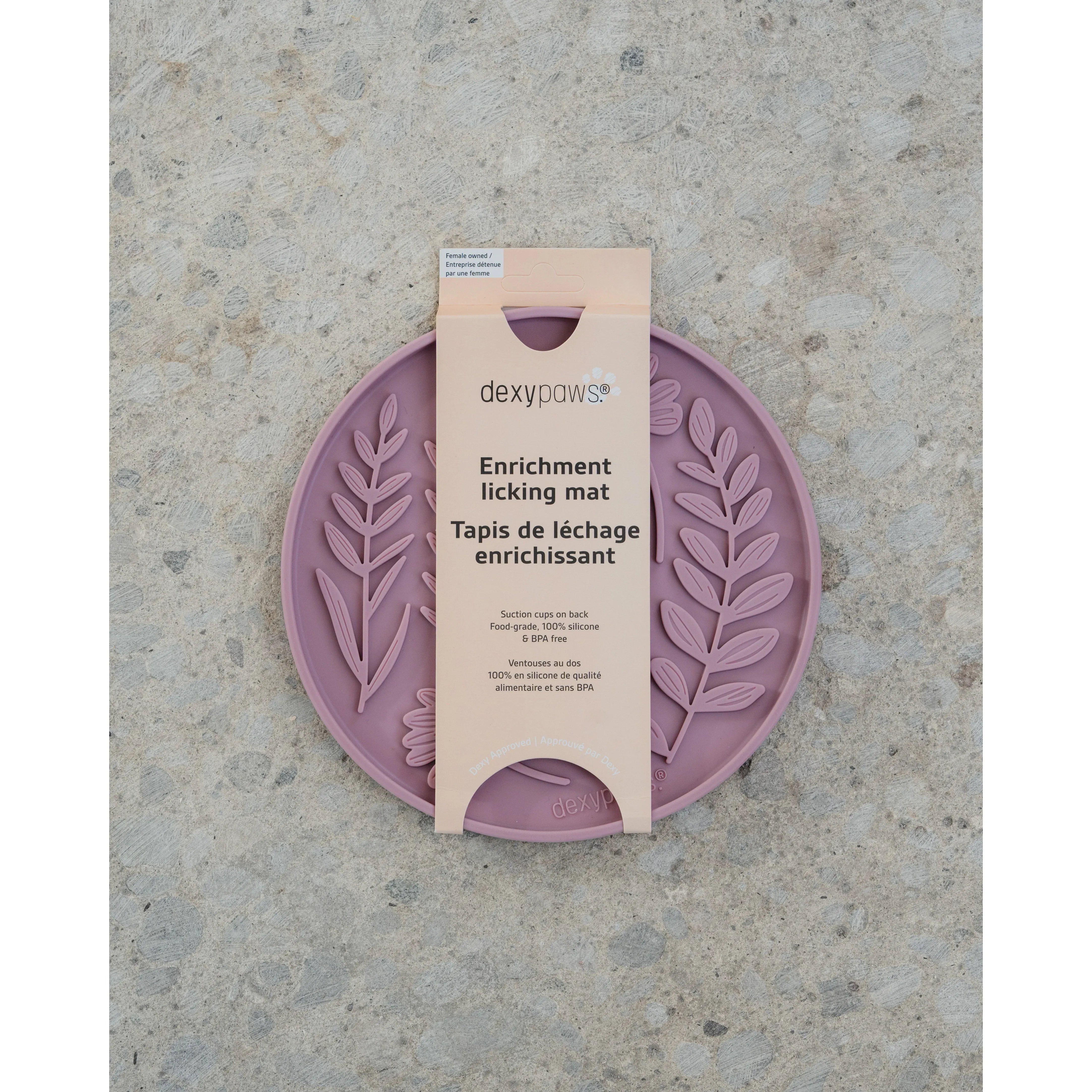 Dexypaws Enrichment Licking Mat for dogs & cats,  Blush Pink Garden