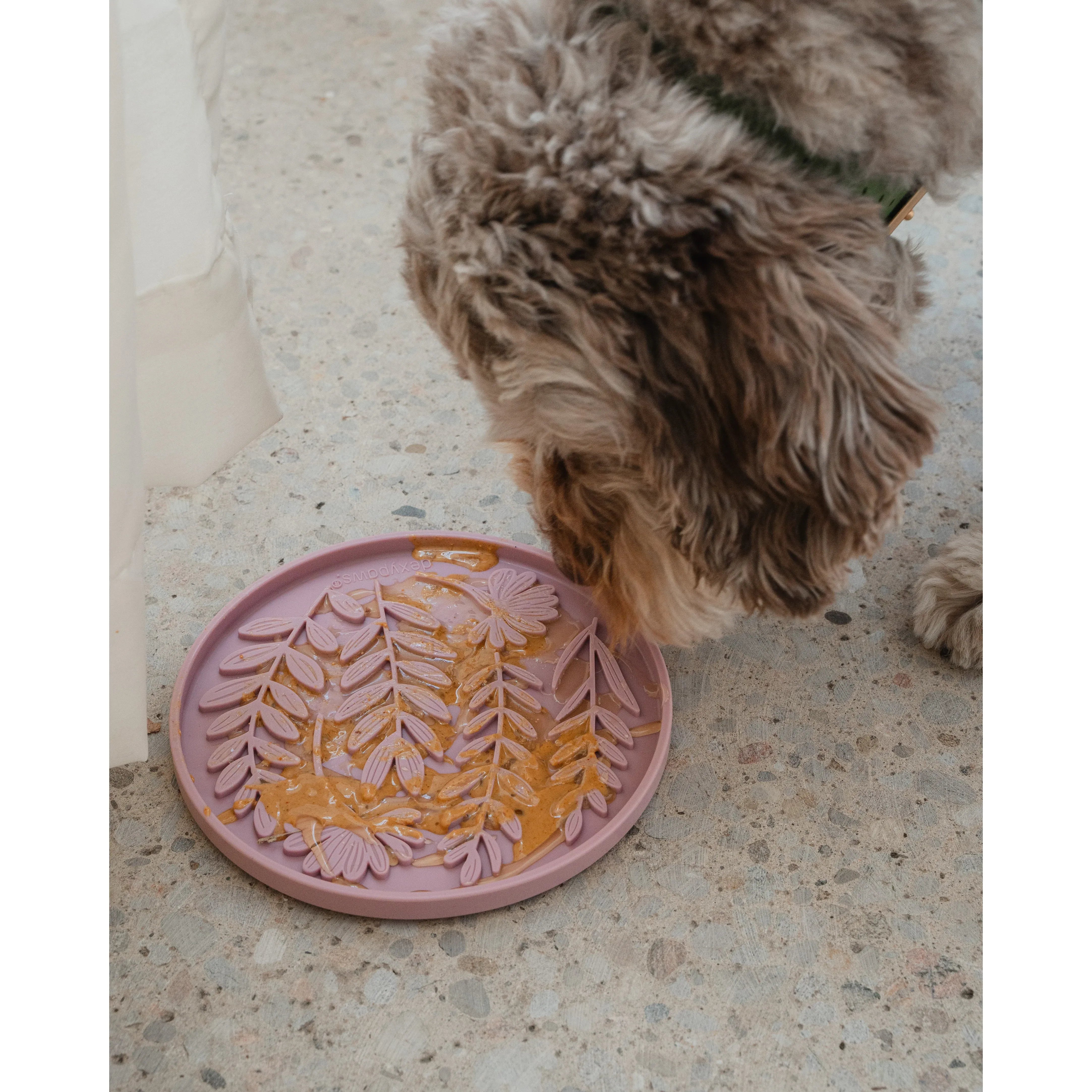 Dexypaws Enrichment Licking Mat for dogs & cats,  Blush Pink Garden