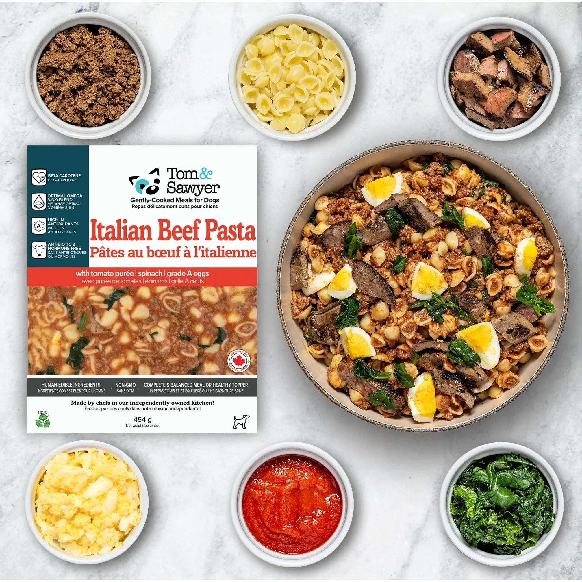 Tom&Sawyer Italian Beef Pasta Gently-cooked Frozen Meals for Dogs