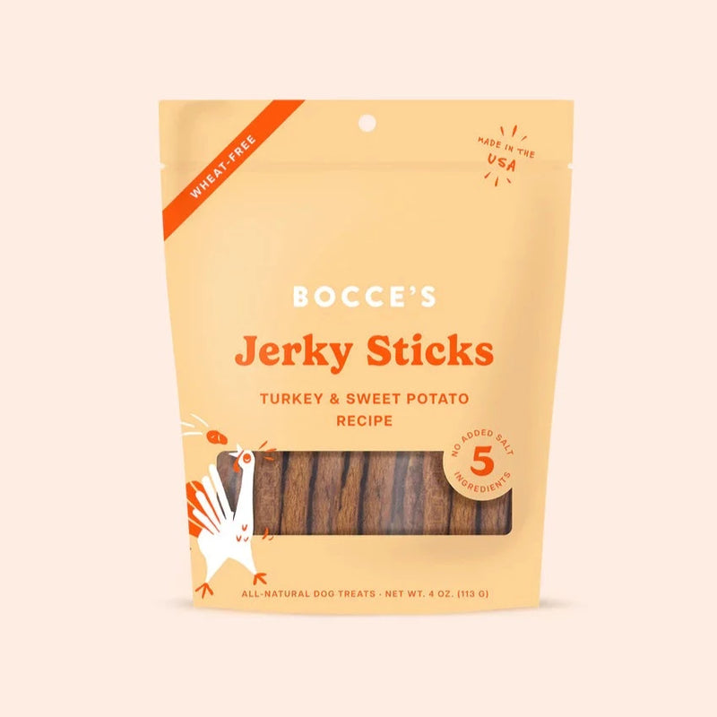 Bocce's Bakery Grazers Jerky Sticks Turkey & Sweet Potato Recipe Dog Treats 4oz