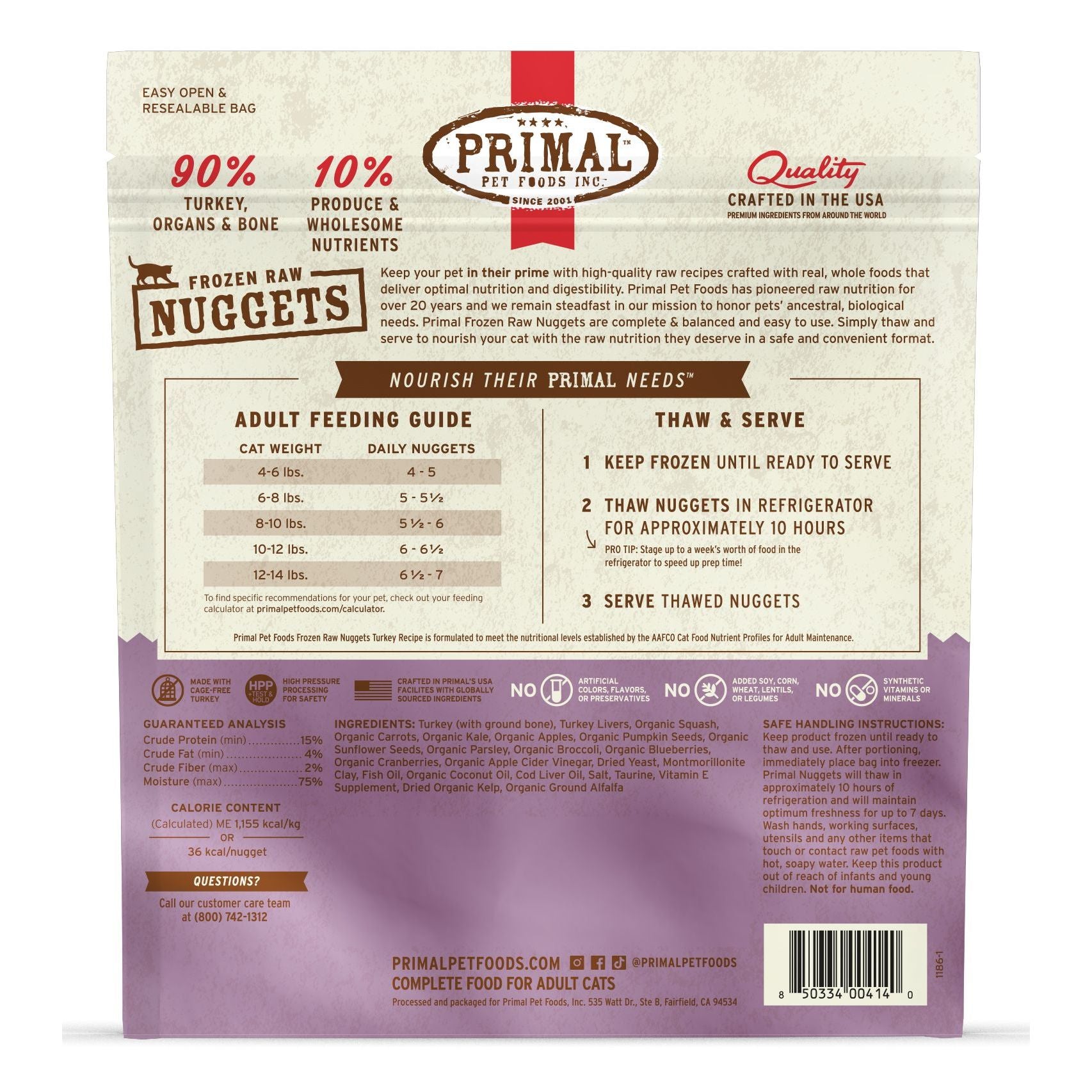 Primal Frozen Turkey Nuggets Cat 3lb