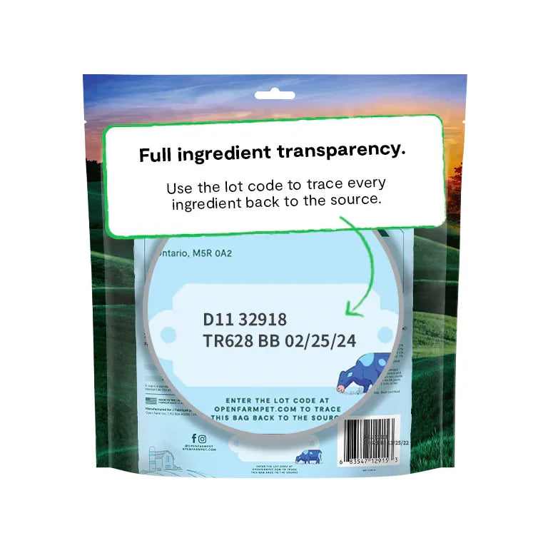 Garniture de repas cru lyophilisée au bœuf nourri à l'herbe Open Farm GoodBowl pour chiens