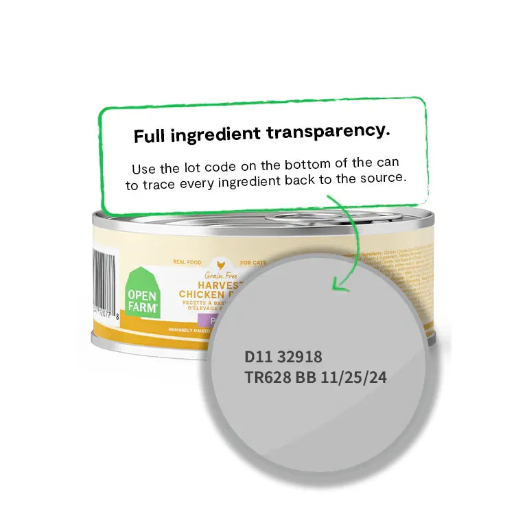 Recette de pâté de poulet Open Farm Harvest pour chats