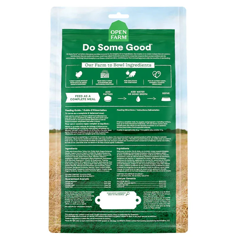 Open Farm Homestead Turkey Freeze-Dried Raw Patties Freeze-Dried for Dogs