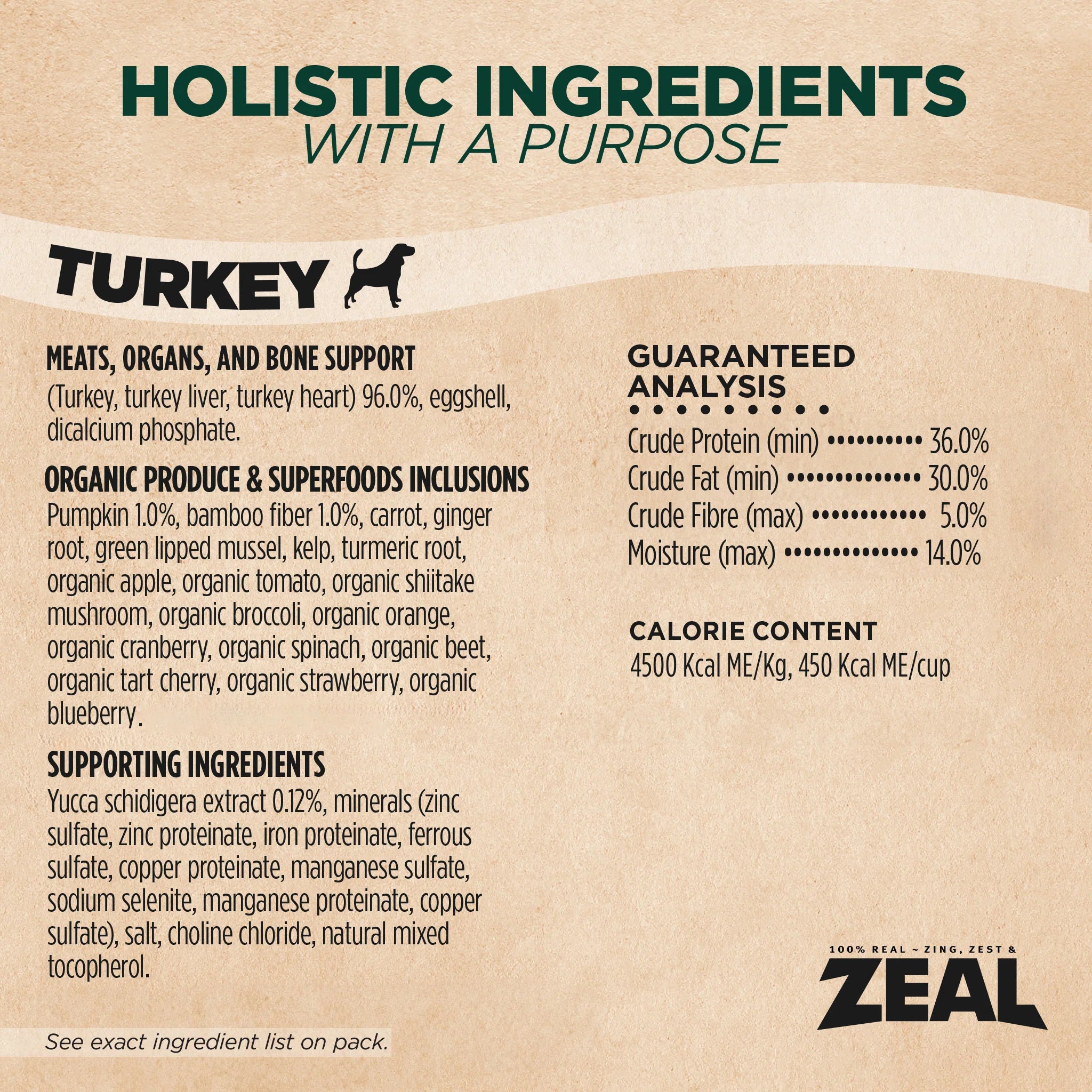 ZEAL Gently Air-Dried Grain Free Turkey Recipe for Dogs
