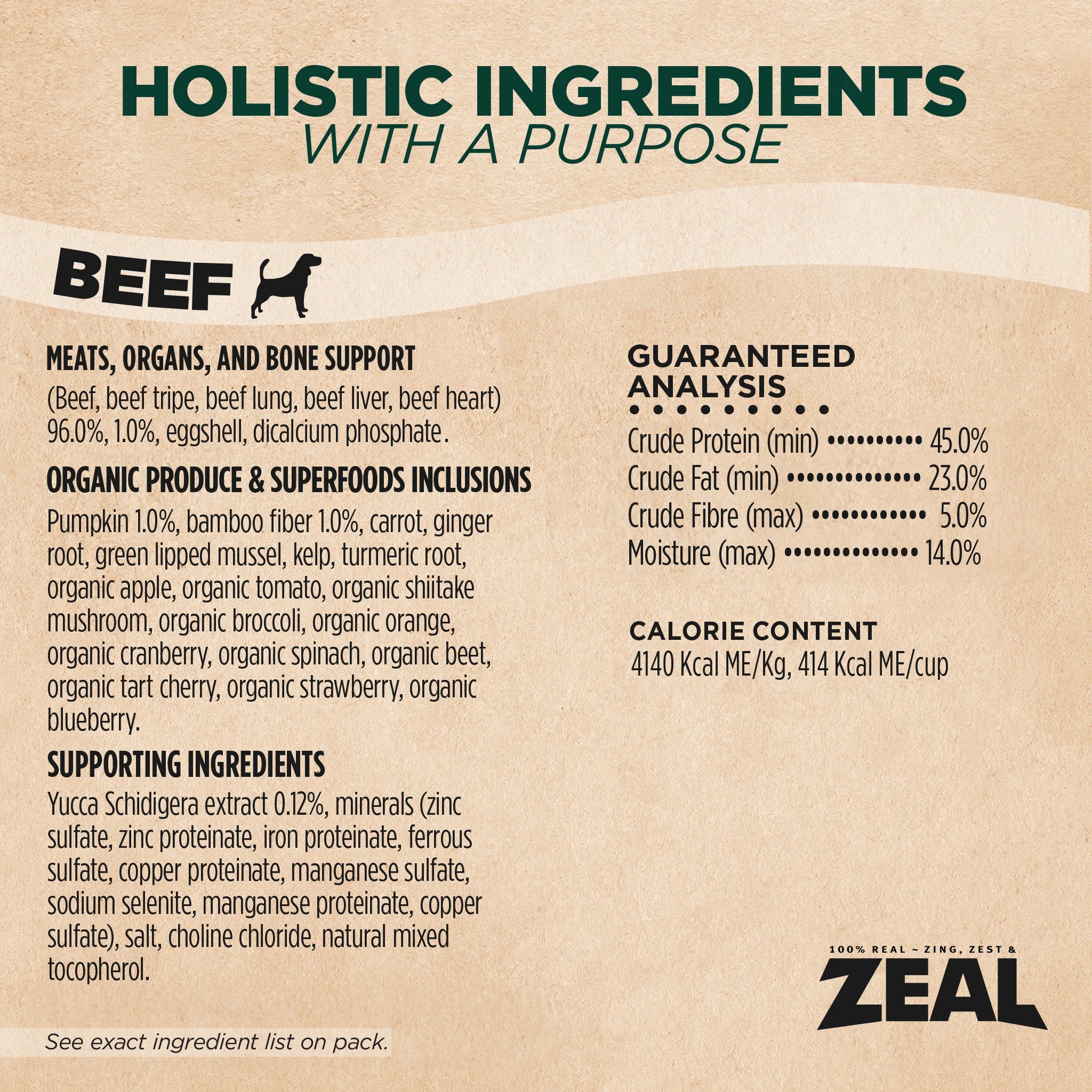 ZEAL Gently Air-Dried Grain Free Beef Recipe for Dogs