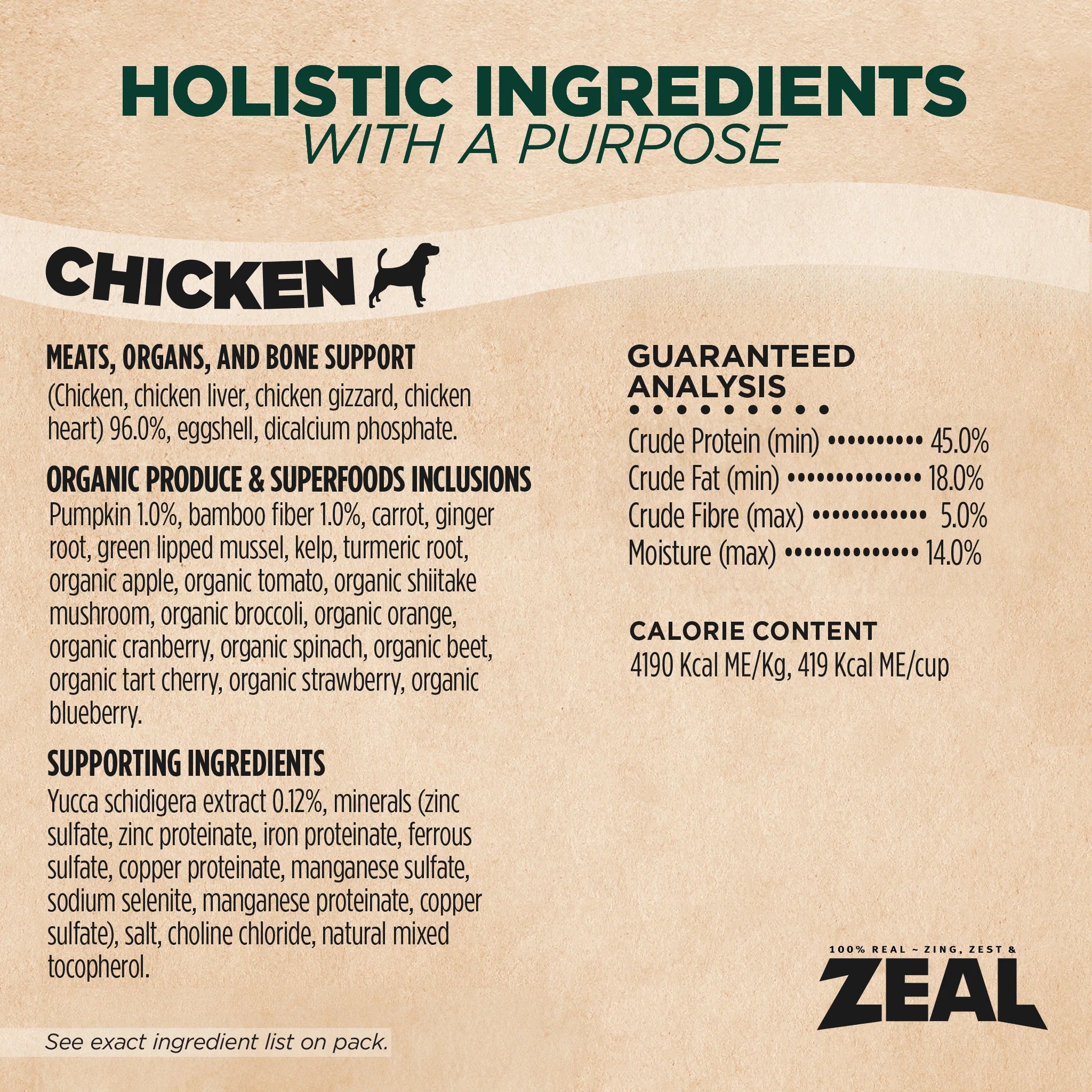ZEAL Gently Air-Dried Grain Free Chicken Recipe for Dogs