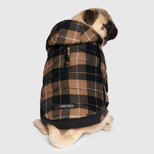 Canada Pooch - Prism Puffer Dog Jacket - Brown Plaid
