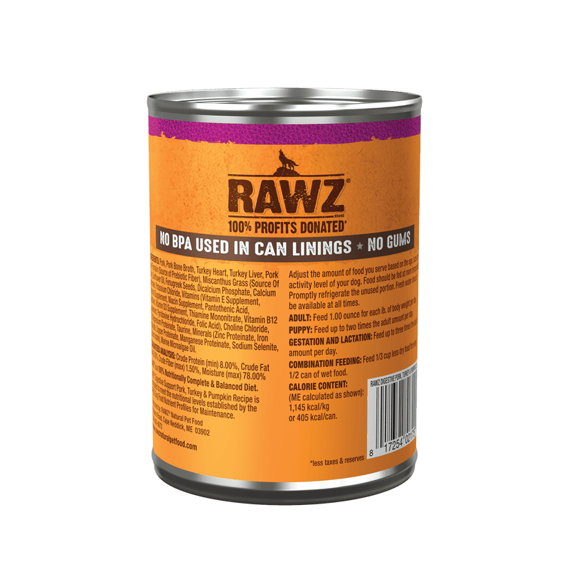 RAWZ - Digestive Support Pork, Turkey & Pumpkin Dog Food 12.5oz