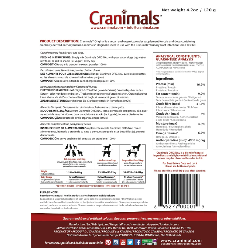 Cranimals Original Urinary Tract Supplement for Dogs & Cats
