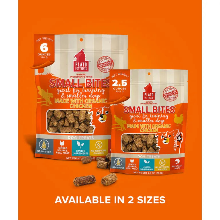Plato Pet Treats Small Bites With Organic Chicken Dog Treats