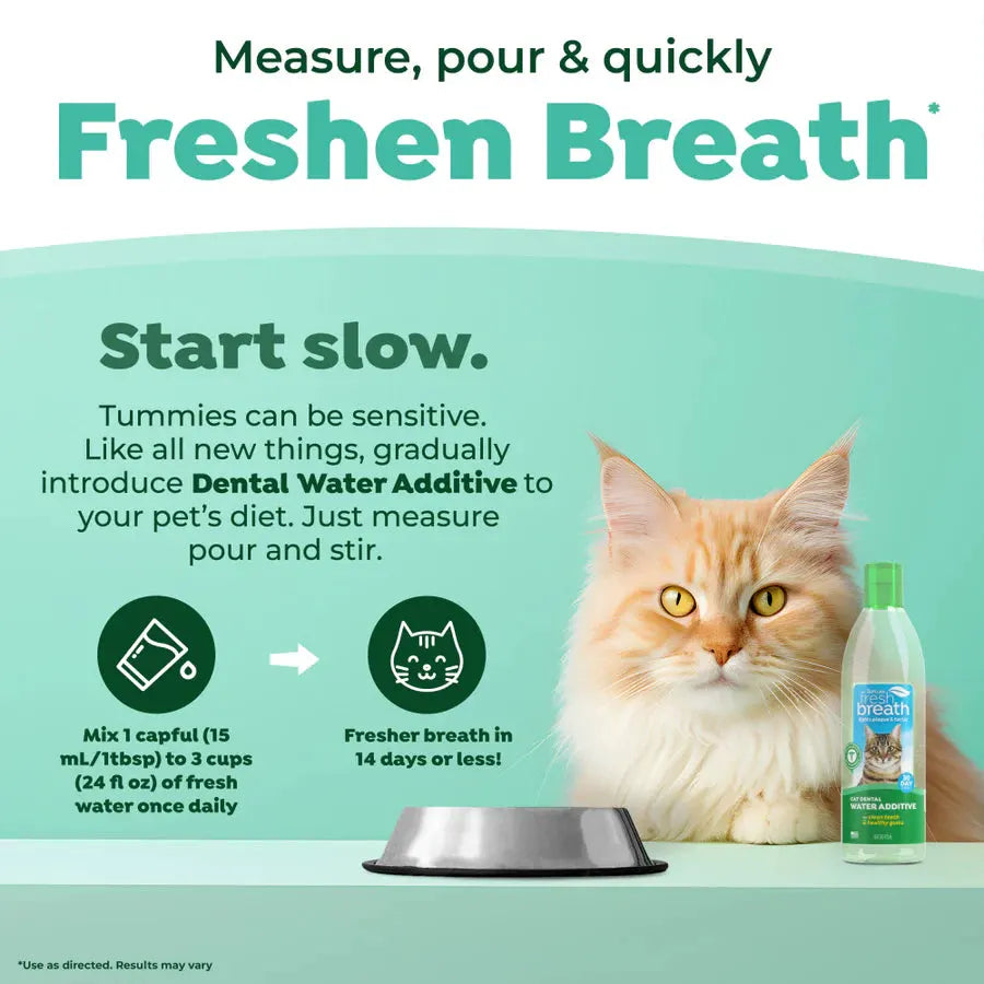 TropiClean Fresh Breath Dental Health Solution Oral Care Water Additive for Cats 16oz by TropiClean