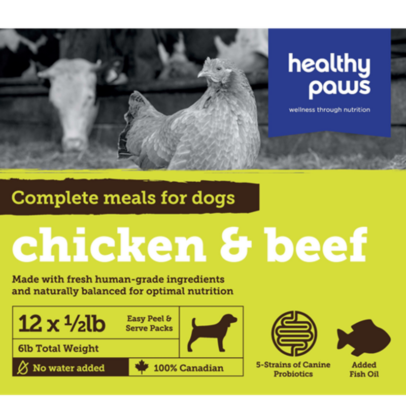 Healthy Paws - Dog Variety Pack Beef, Chicken 12 x 1/2 lb