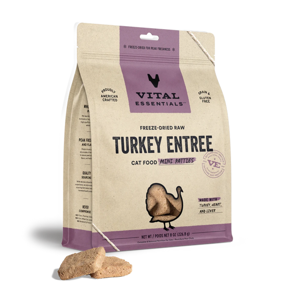 VE - Freeze-Dried Raw Turkey Entrée Mini Patties Cat Food 8oz