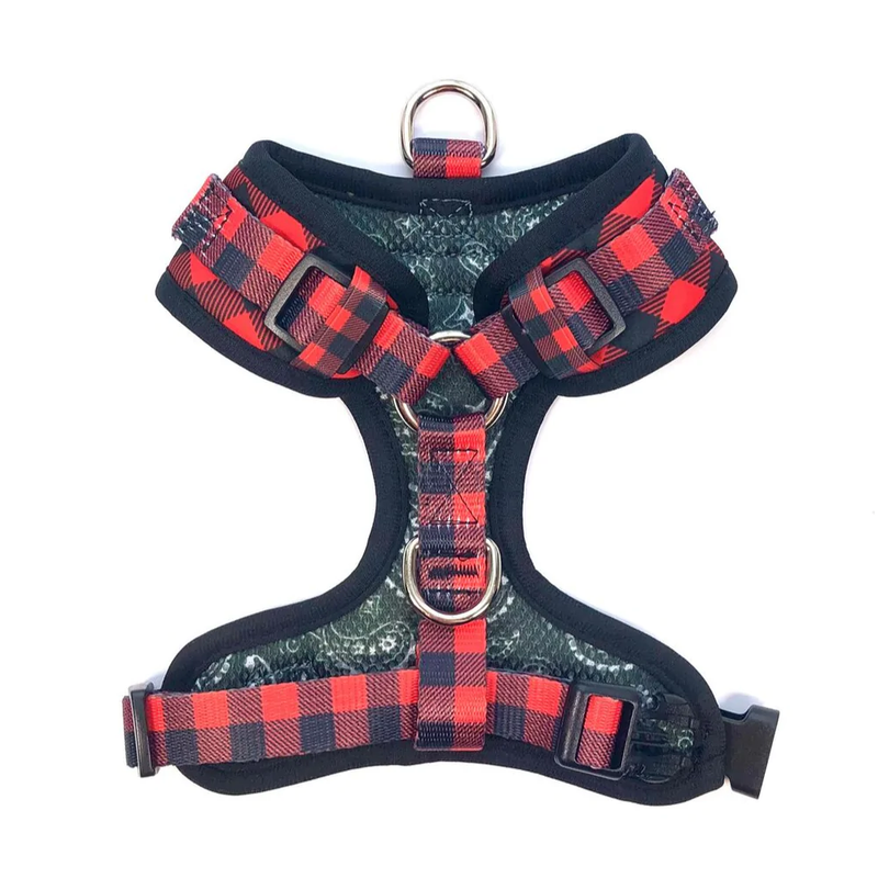 CONTROL DOG HARNESS - RED PLAID CLASSIC