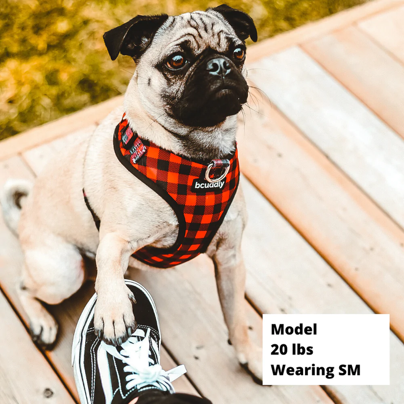 CONTROL DOG HARNESS - RED PLAID CLASSIC